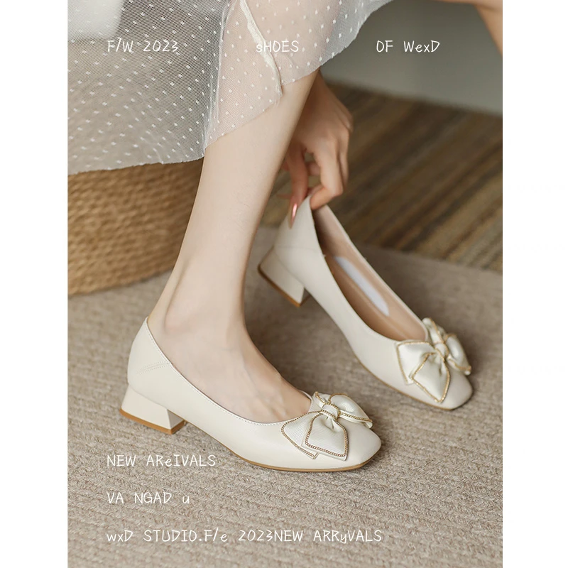 真皮女鞋33-41大码小码单鞋低跟方头粗跟小跟鞋软皮妈妈鞋孕妇鞋