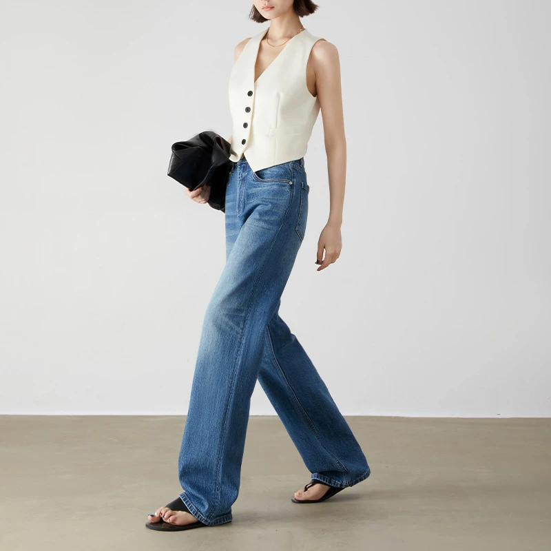天花板推荐~土耳其牛仔裤女高腰阔腿拖地直筒裤子