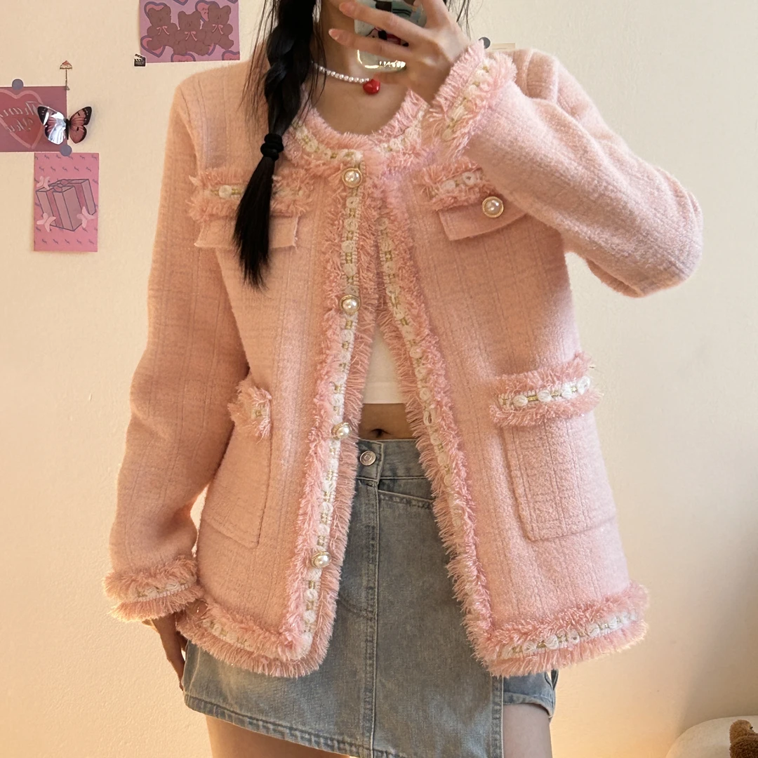 8701时尚仿水貂减龄轻奢女装高级感遮肚子显瘦秋冬短款气质小香风