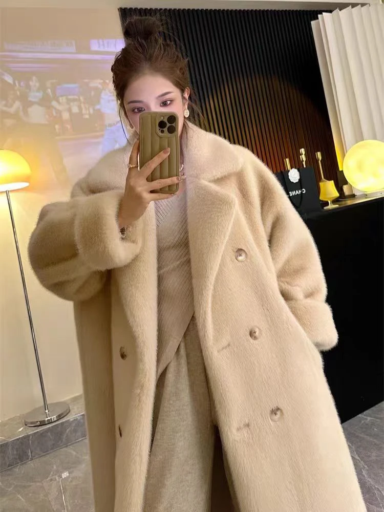 【贵妇战袍】冬季时尚毛毛宽松设计大师毛毛加厚外套【110长】