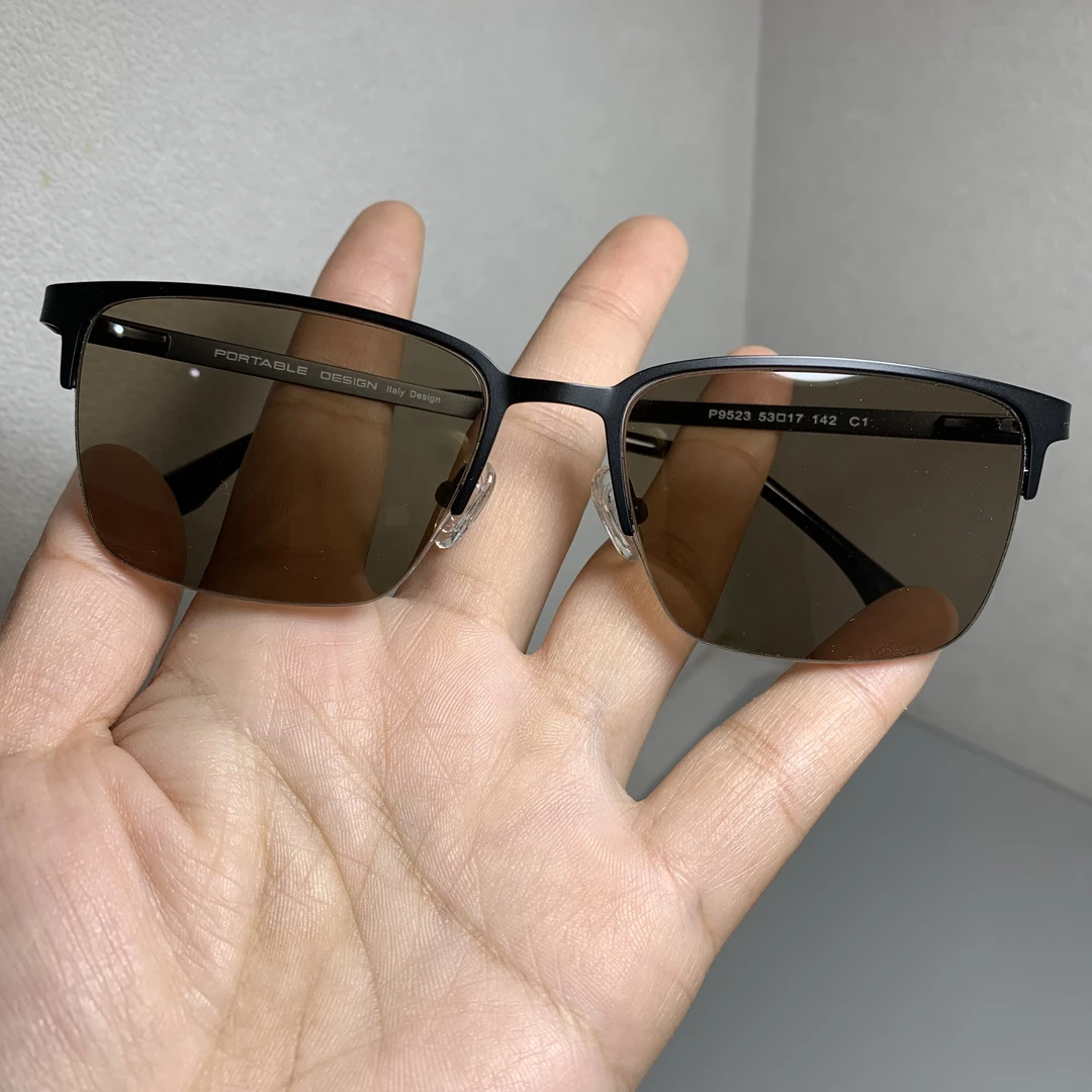 男士防紫外线石头太阳镜茶色半框时尚偏光复古眼镜复古墨镜平光