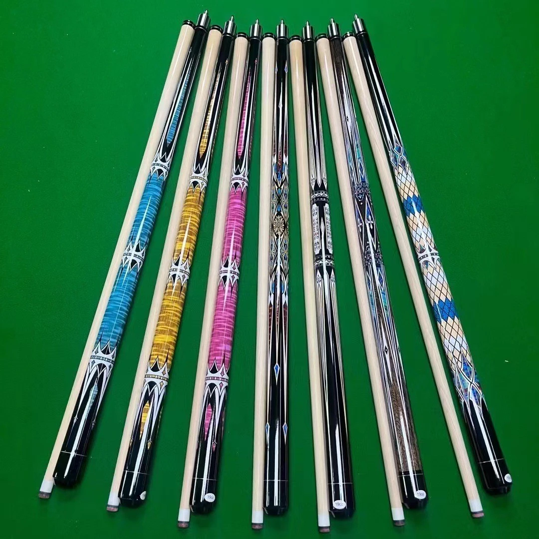 【厂家直销】花式九球杆黑八台球杆大头杆分体杆中式球杆批发