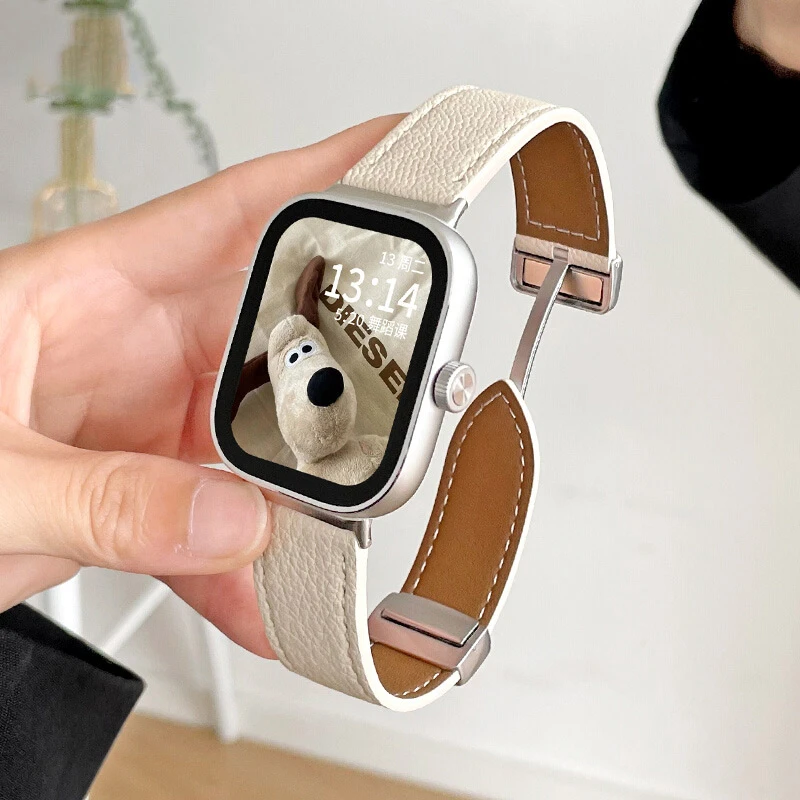 适用红米watch5表带真皮磁吸小米手环9pro表带8pro腕带男女替换带