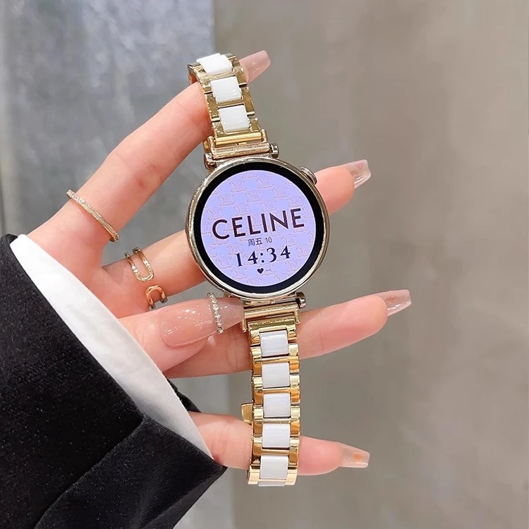 适用华为GT5表带gt5pro女新款watch4pro不锈钢陶瓷女款41mm金属46