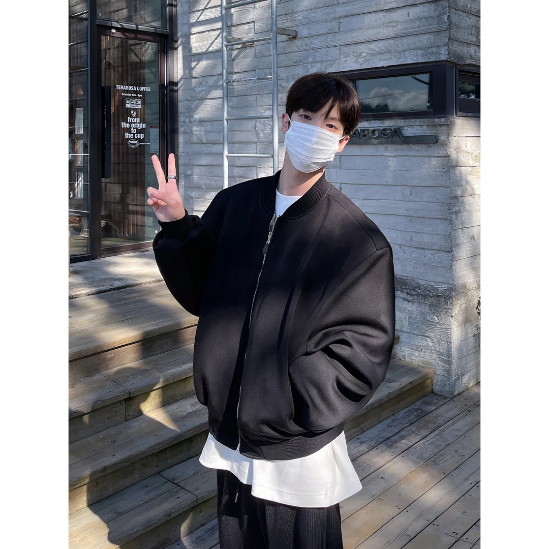 高林凡 双开门即视感垫肩设计感外套高级感廓形短款棉服飞行夹克