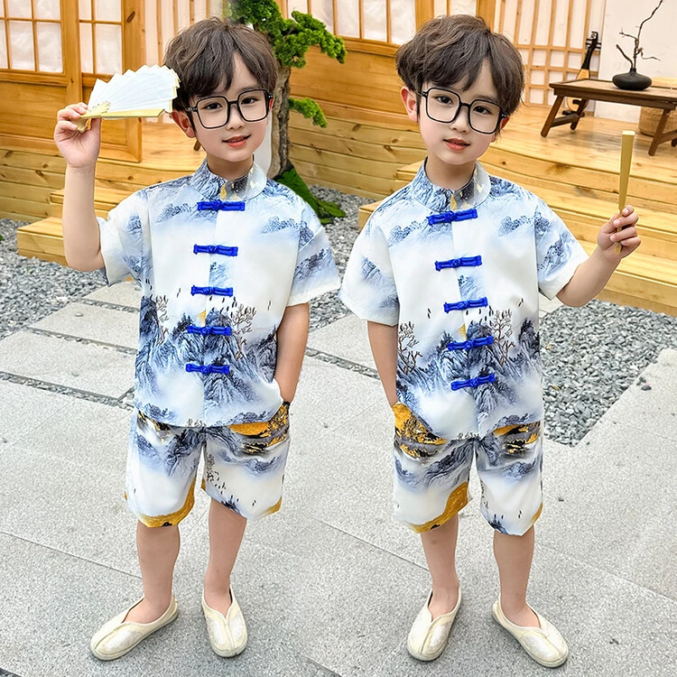 童装男童夏装套装2025新款儿童汉服男孩国风宝宝夏季新中式两件套