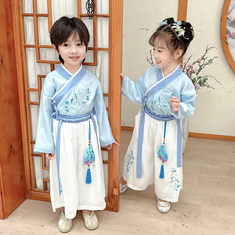 儿童汉服男童中国风古装表演服书童国学服唐装演出服