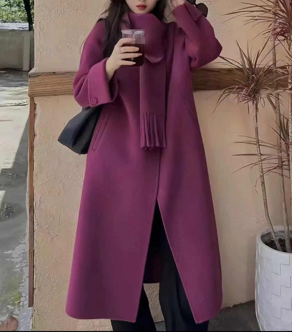 【大衣主推】24年新款松弛感双面绵羊毛全毛大衣长毛韩系宽松版型