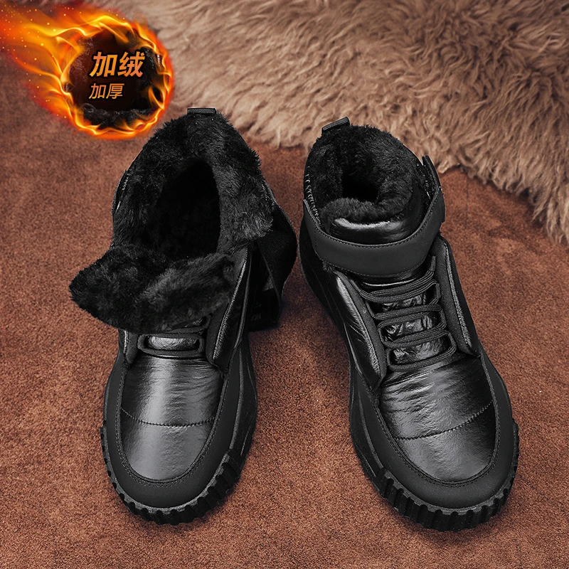 森刻男鞋2024冬季东北户外雪地靴防水防滑加绒保暖抗寒滑雪棉鞋男