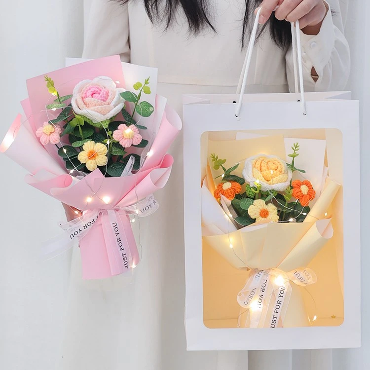 毕业季花束手工钩针编织生日花束成品渐变玫瑰花情人节礼物儿童节