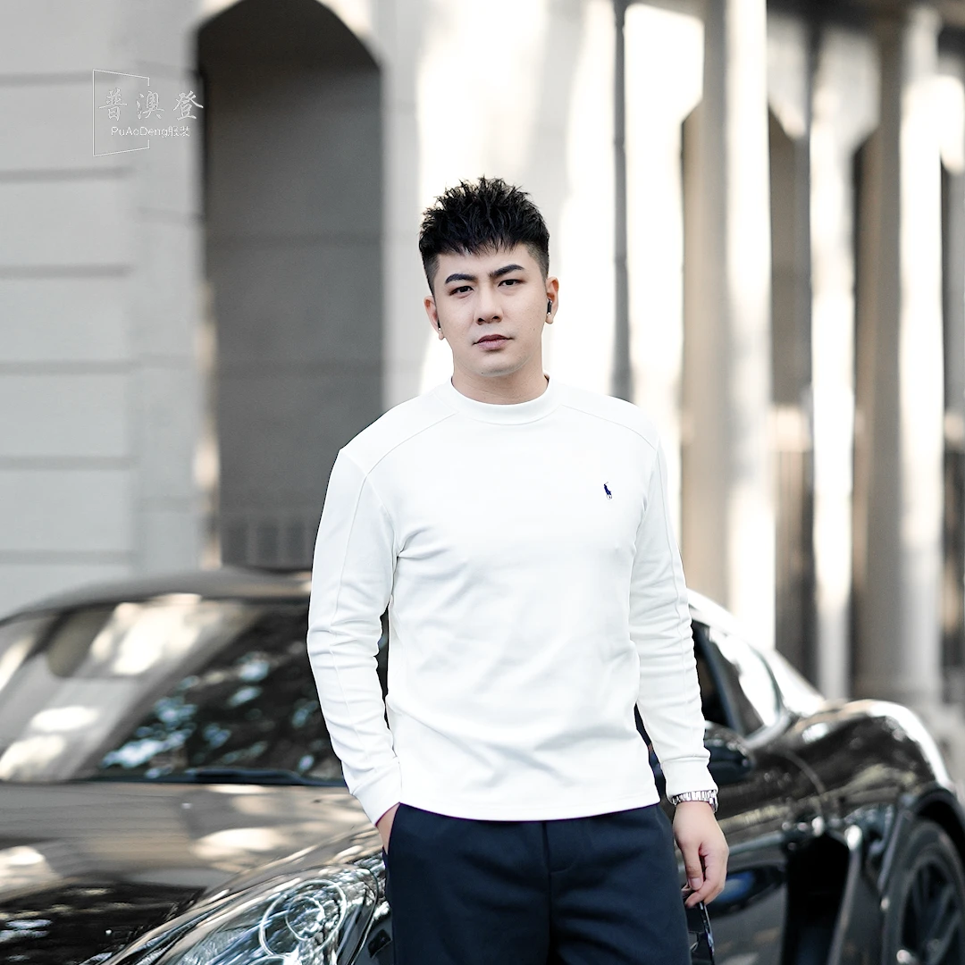 2024秋冬新款时尚潮流百搭休闲纯色男士德绒长袖打底上衣