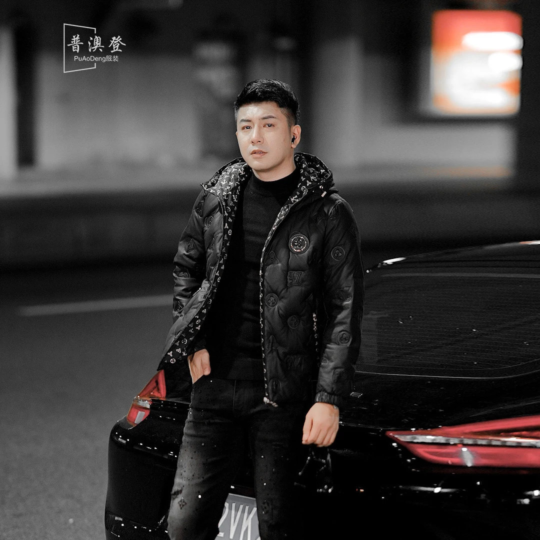 2024冬季新款撞色时尚潮流百搭休闲压花男士潮牌羽绒服外套