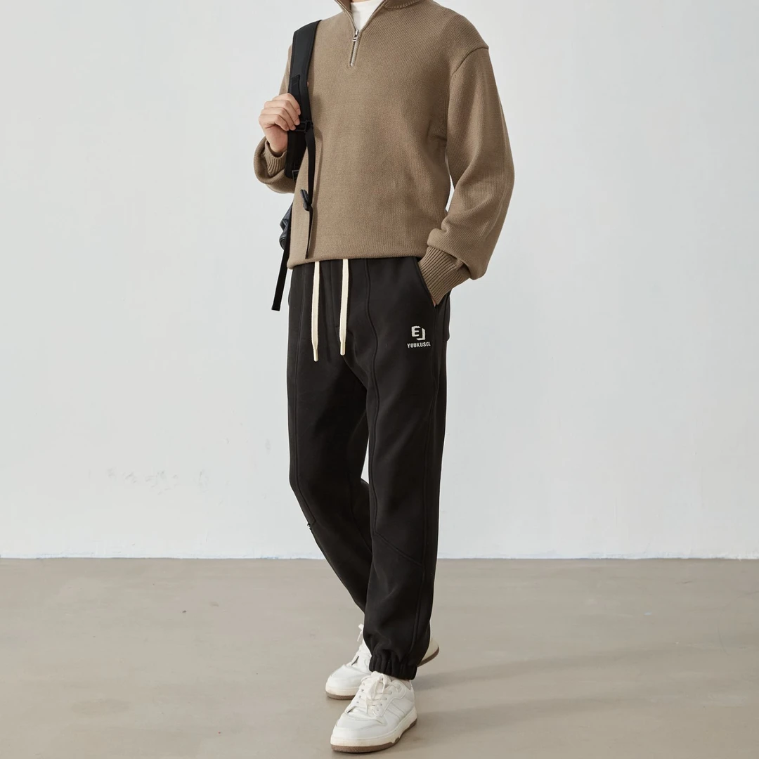 秋季新款定制斜纹百搭纯色休闲宽松直筒束脚百搭-LY9007