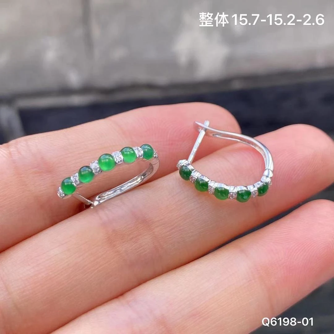 【玉满萃】国风简约潮流18K翡翠耳扣