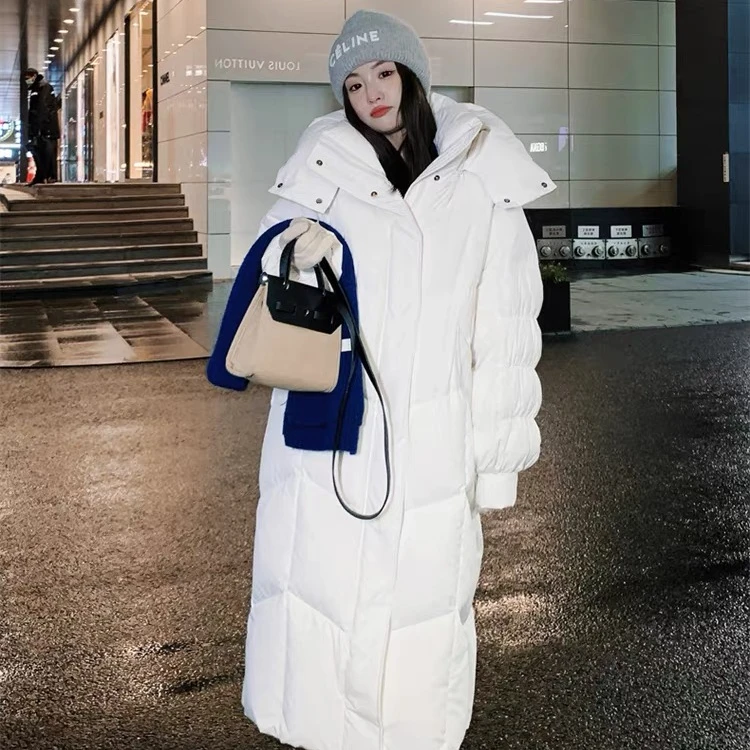 过膝长款2023年羽绒服女冬季加厚设计感韩版时尚极寒连帽羽绒服