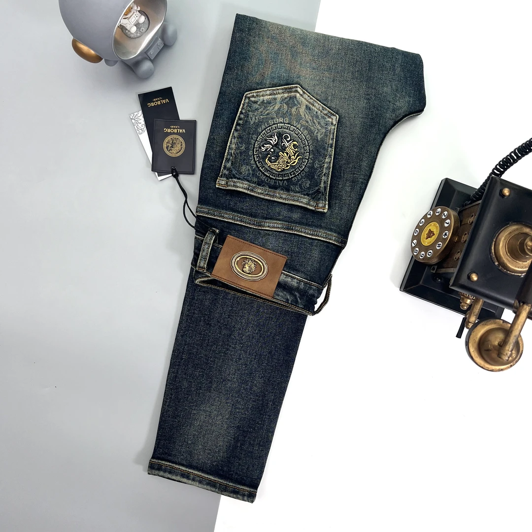 【8013】秋季新款男士轻奢弹力休闲水洗牛仔百搭修身小直筒长裤