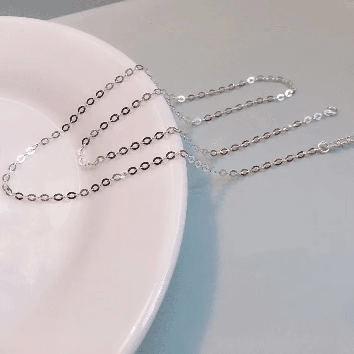 链子足银 [银喜生]足银简约百搭时尚手工项链闪O链
