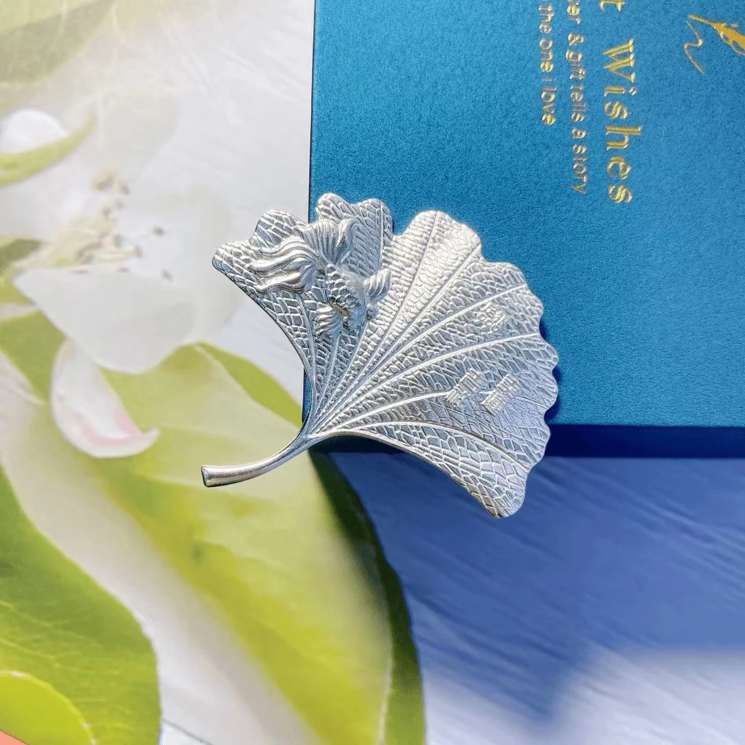 足银银制品 [银喜生]足银 银杏叶银制品 煮水泡茶