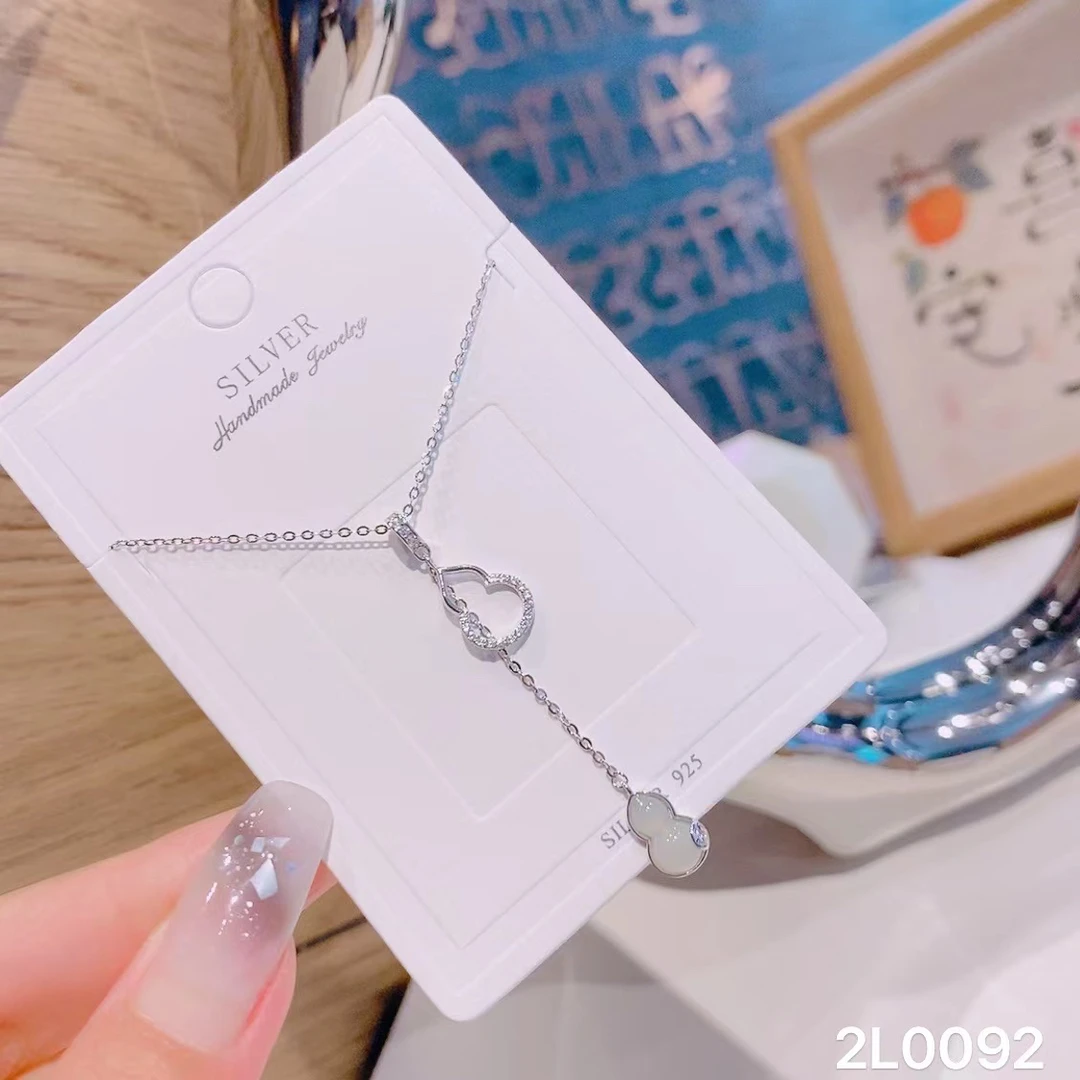 坠链均925银合成锆石 【银喜生】纯银葫芦流苏项链