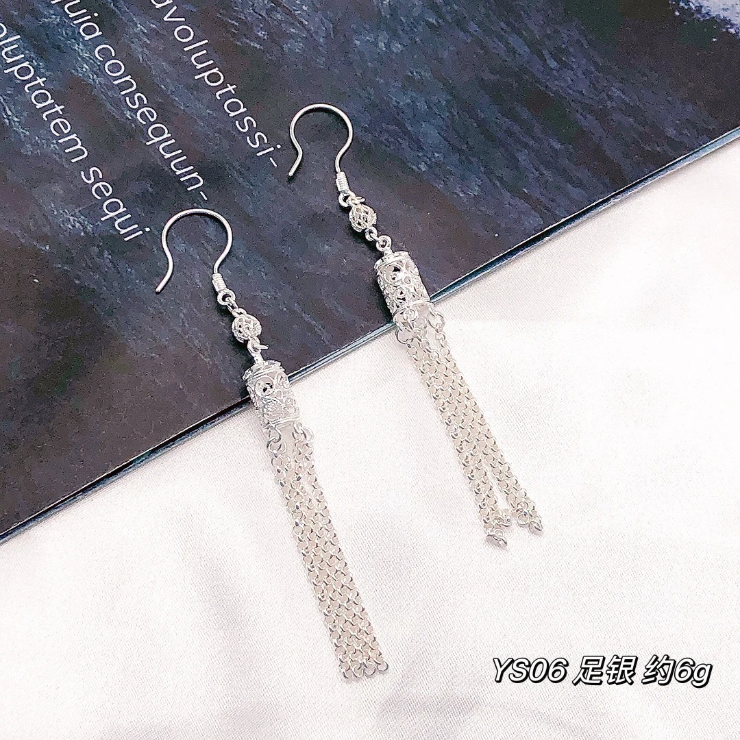 足银耳饰 【银喜生】足银万花筒流苏耳饰