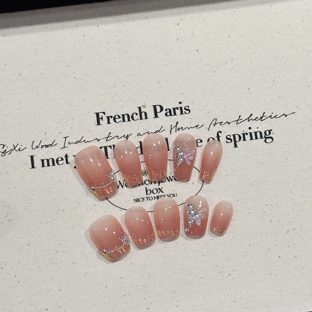 十三月·【花仙子】四季百搭日常温柔感气质裸肤色长短手工穿戴美甲