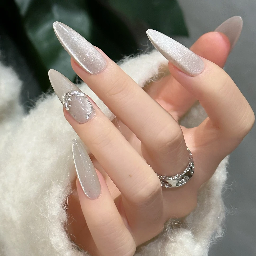 SHISANYUE【白月光】·孤品·高质感纯手工穿戴式美甲·十片