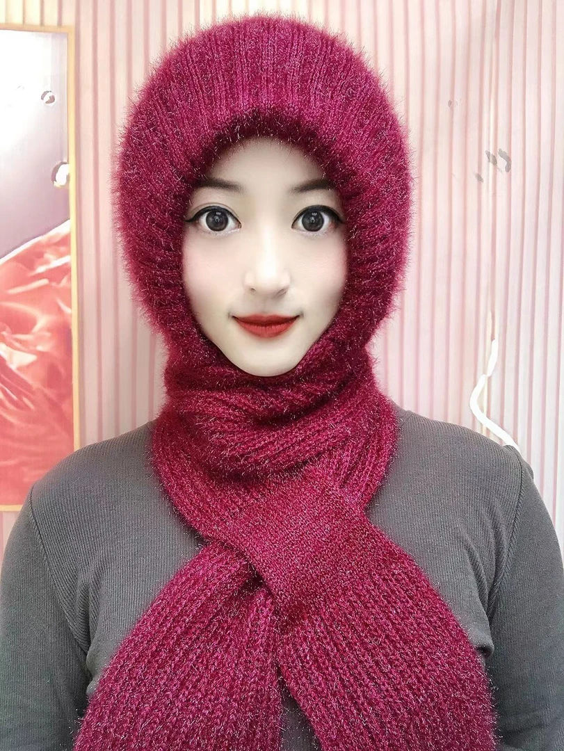 枫叶款加绒加厚风雪帽帽子针织
