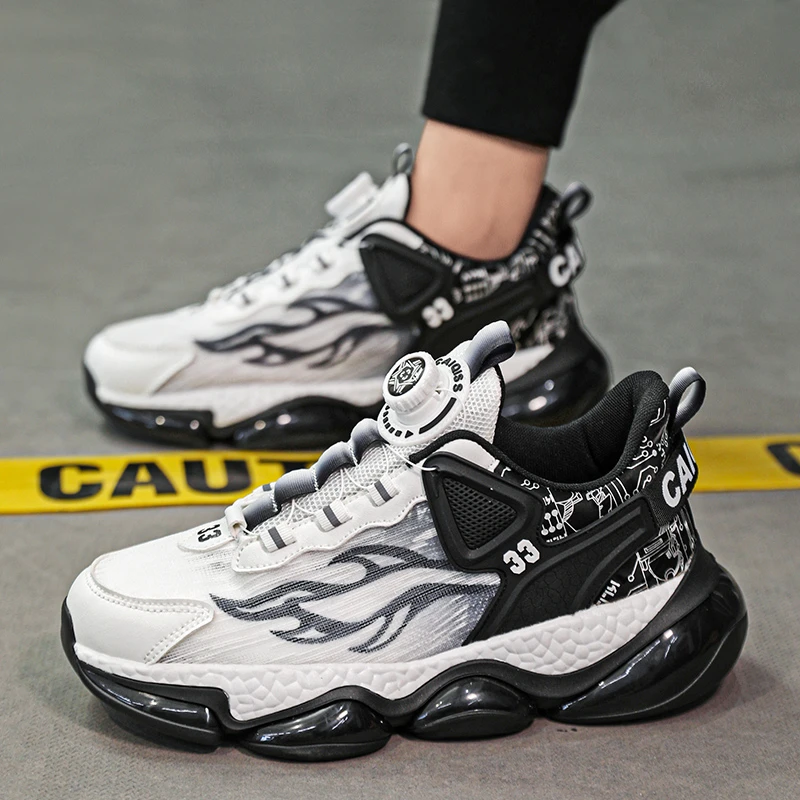 策尊男百搭减震防滑耐磨国潮2024新款旋转纽扣运动时尚百搭潮鞋