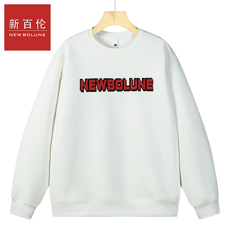 新百伦春季款卫衣时尚潮流休闲宽松圆领套头衫长袖套头纯色卫衣服