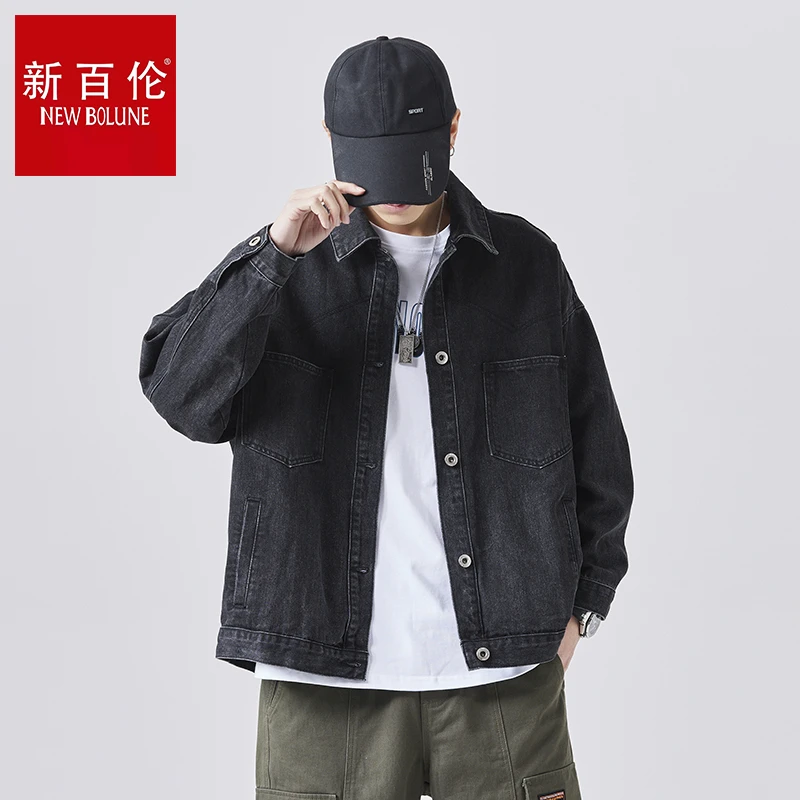 新百伦牛仔夹克外套男韩版潮流春夏新款宽松大码外套男士男款