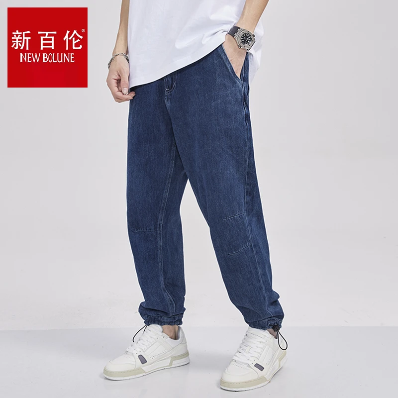 新百伦牛仔裤男宽松直筒阔腿裤休闲百搭韩版潮流裤子长裤束脚裤子