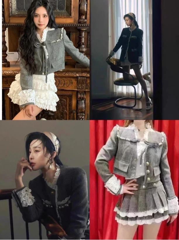 辰辰服饰洛可可baby同款灰色短外套