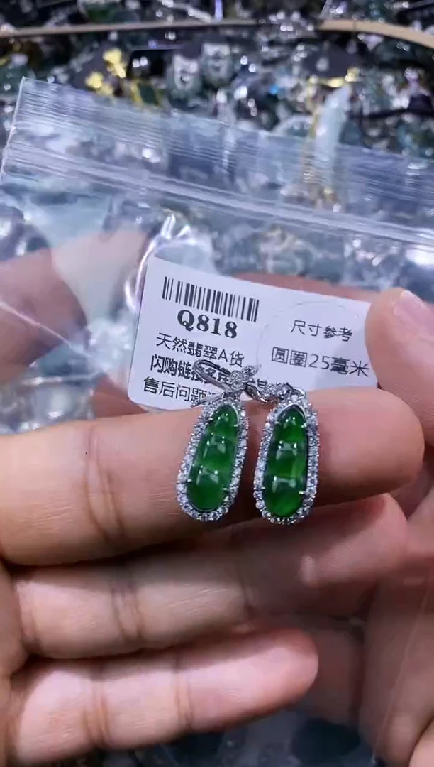【闪购商品】翡翠颈饰未镶嵌Q818耳钩