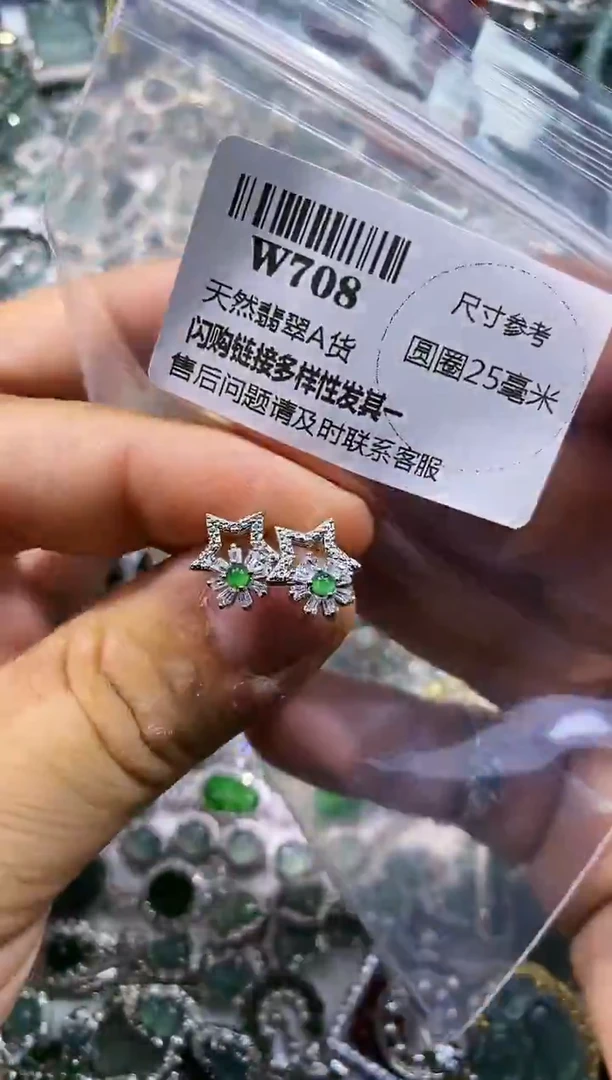 【闪购商品】翡翠颈饰未镶嵌W708耳钉