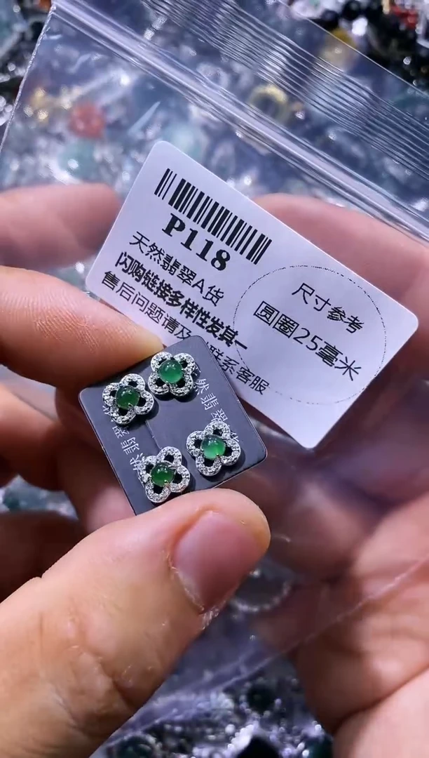 【闪购商品】翡翠颈饰未镶嵌P118耳钉 多样性发其一