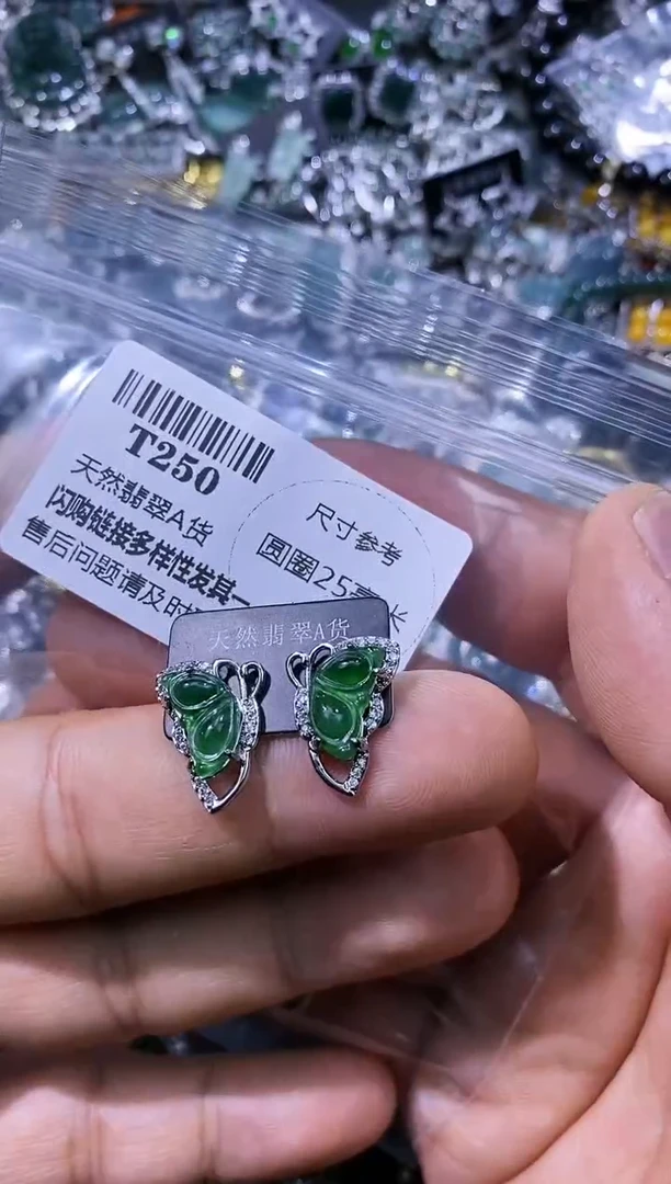 【闪购商品】翡翠颈饰未镶嵌T250耳钉