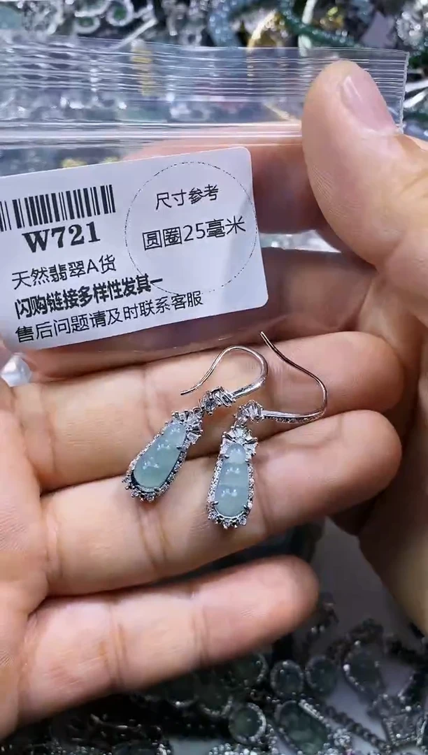【闪购商品】翡翠颈饰未镶嵌W721耳钩