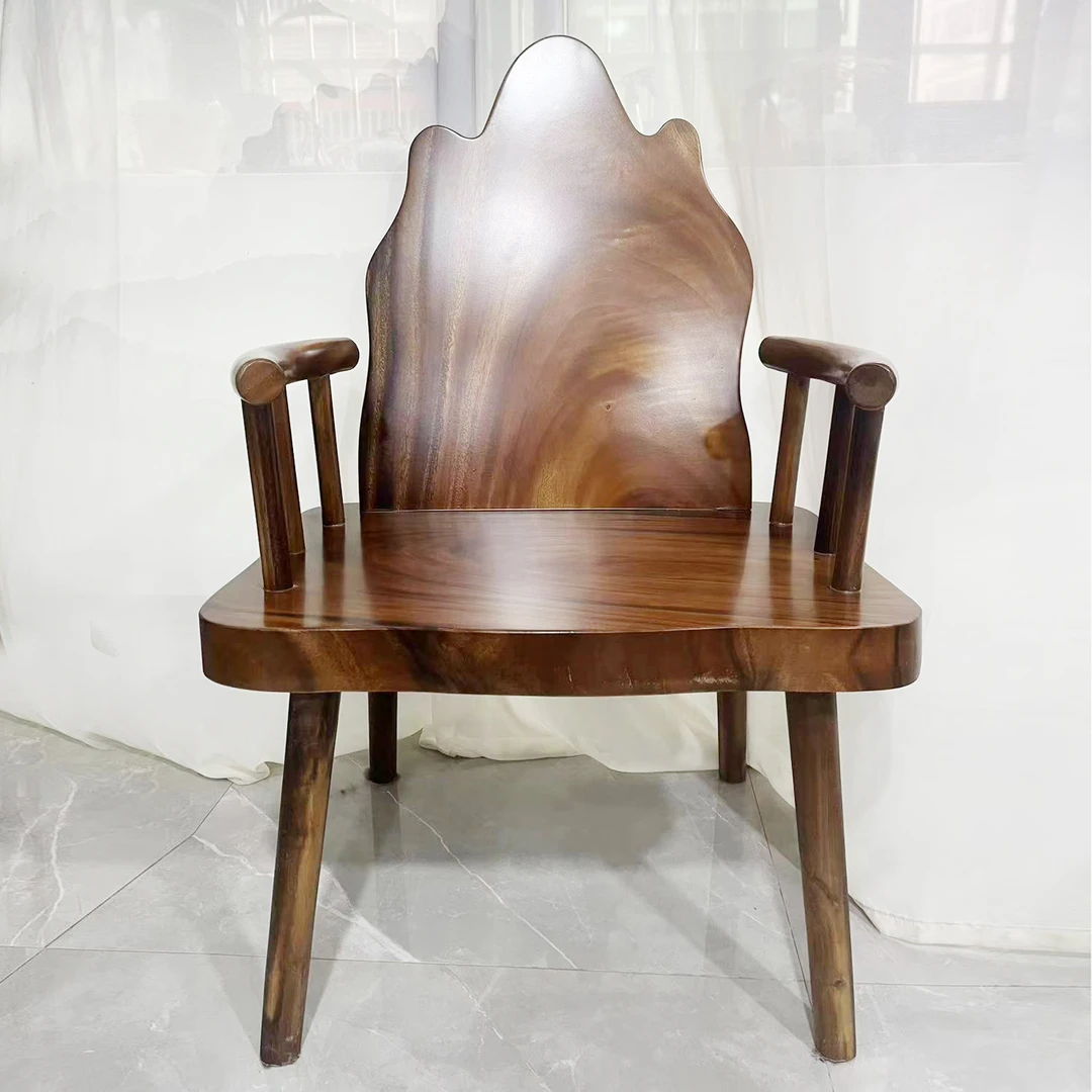 胡桃木实木椅子靠山座椅新中式茶桌椅子主人书房家用办公书椅单人