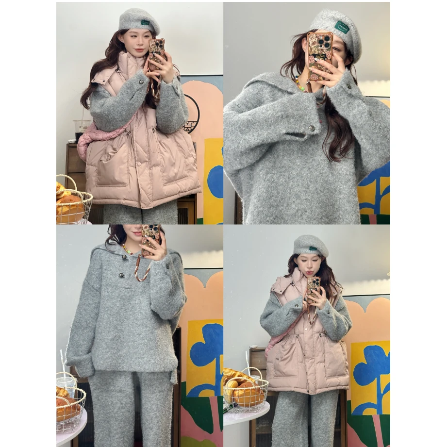 千千 灰色含羊毛兔毛套装XMZH4939