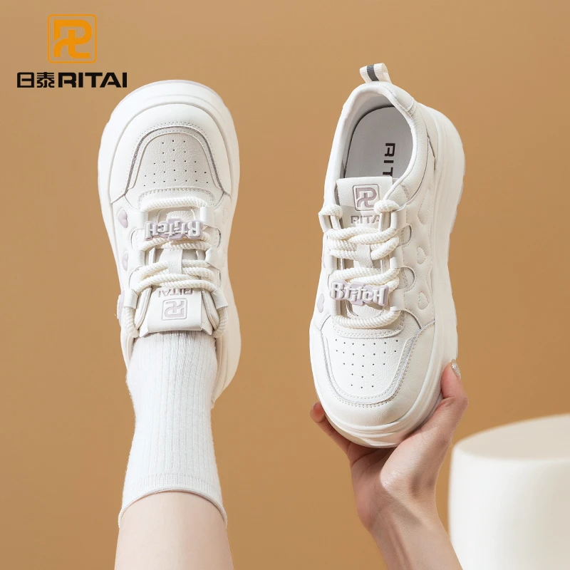 日泰厚底小白鞋女款2025春秋新款女鞋增高爱心百搭休闲板鞋运动鞋