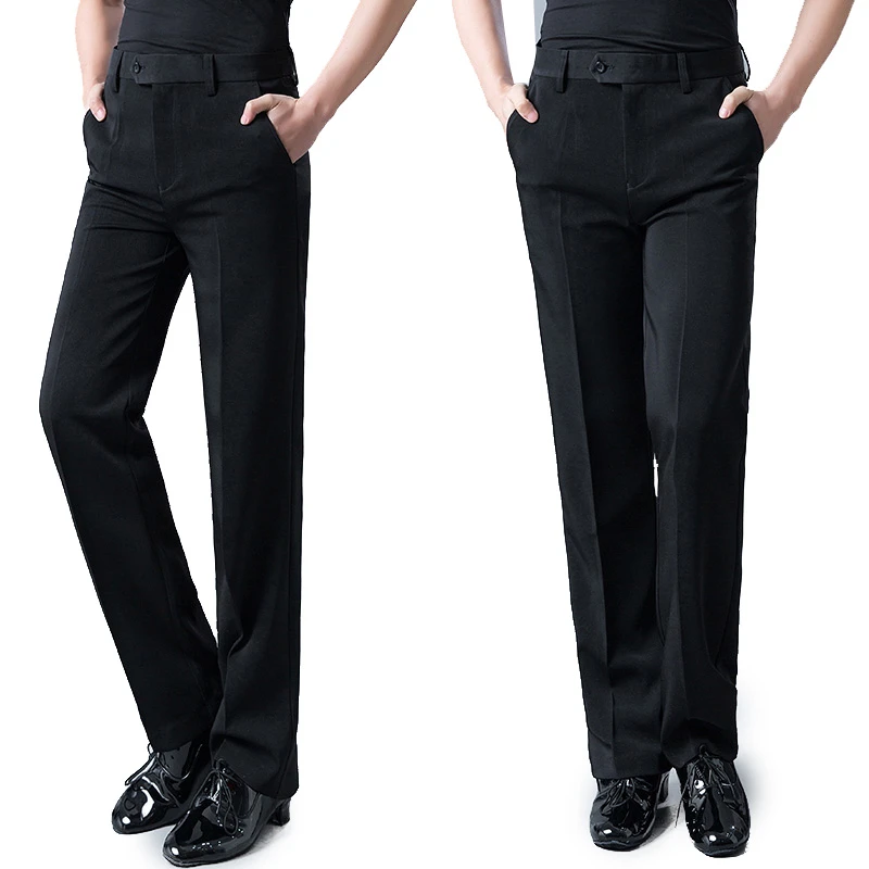 男士拉丁舞直筒裤小脚摩登交谊舞国标舞长裤练功休闲广场舞男裤
