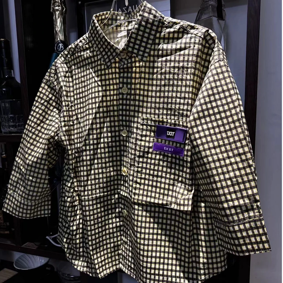 男童春秋装宽松版黄色格子长袖衬衫外搭 童装 清仓