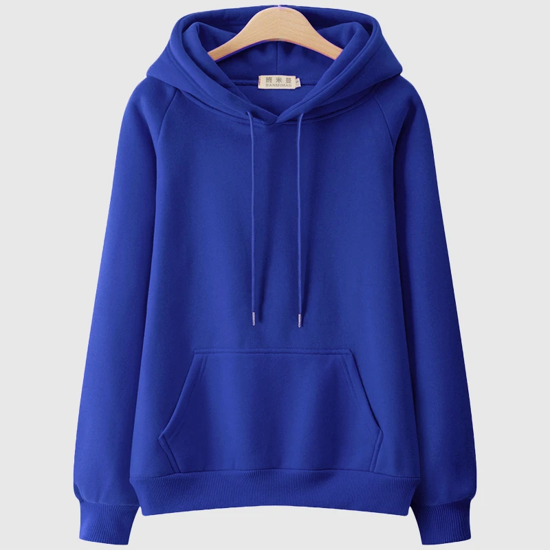 班米曼克莱因蓝插肩卫衣女加绒加厚连帽大码秋冬季外套爆款春显瘦