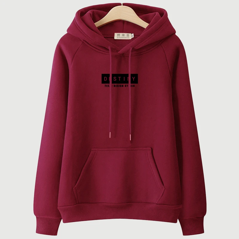 班米曼爆款连帽卫衣女秋冬加绒加厚长袖大码宽松百搭薄款外套