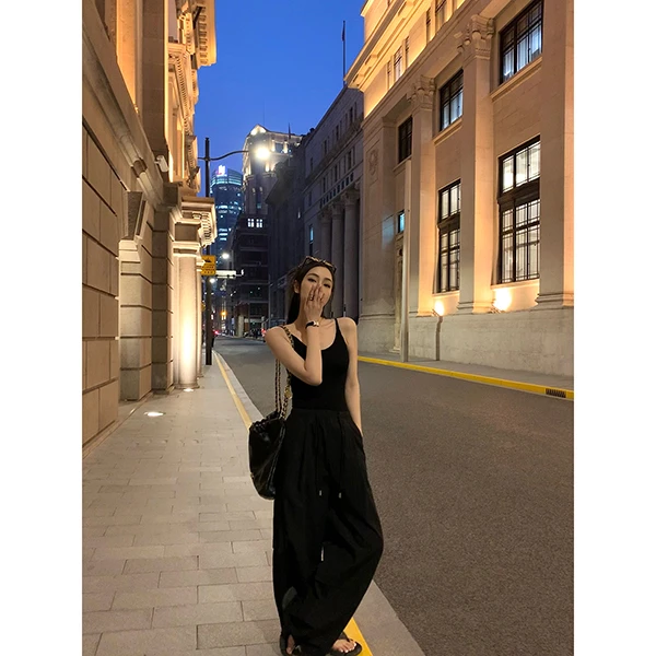 周淼ZHOUMIAO不对称口袋 松紧腰头工装阔腿裤ZM23K5117J