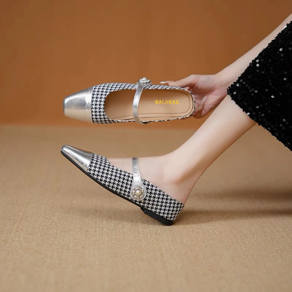 MC3-11内增高包头半拖鞋女外穿单鞋子小香风懒人一脚蹬平底凉拖鞋