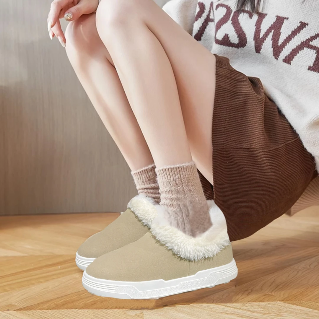 139-1厚底雪地靴2024新款秋冬季加绒加厚保暖毛毛鞋低帮棉鞋