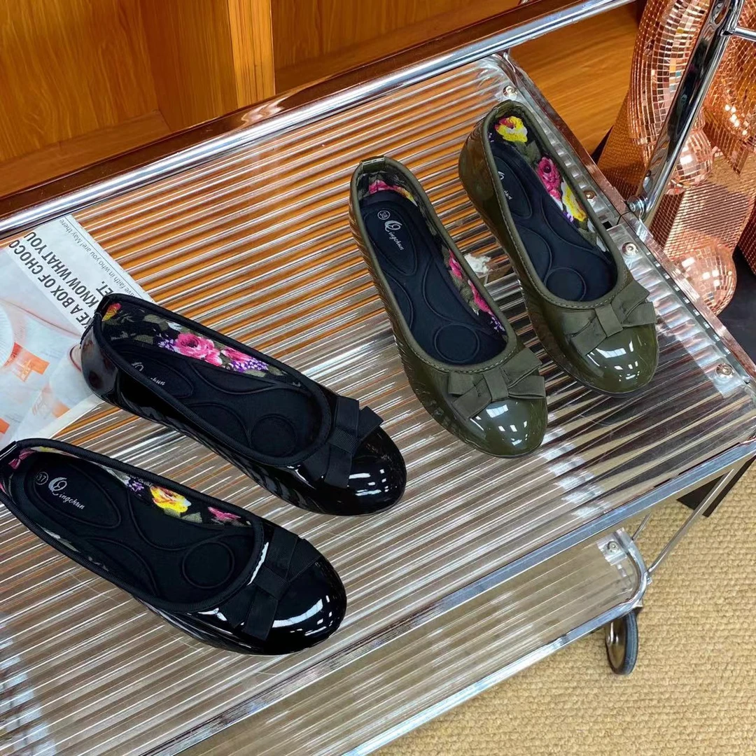 K2310-18新品单鞋蝴蝶结圆头女鞋子平底软底鞋韩版舒适百搭单鞋