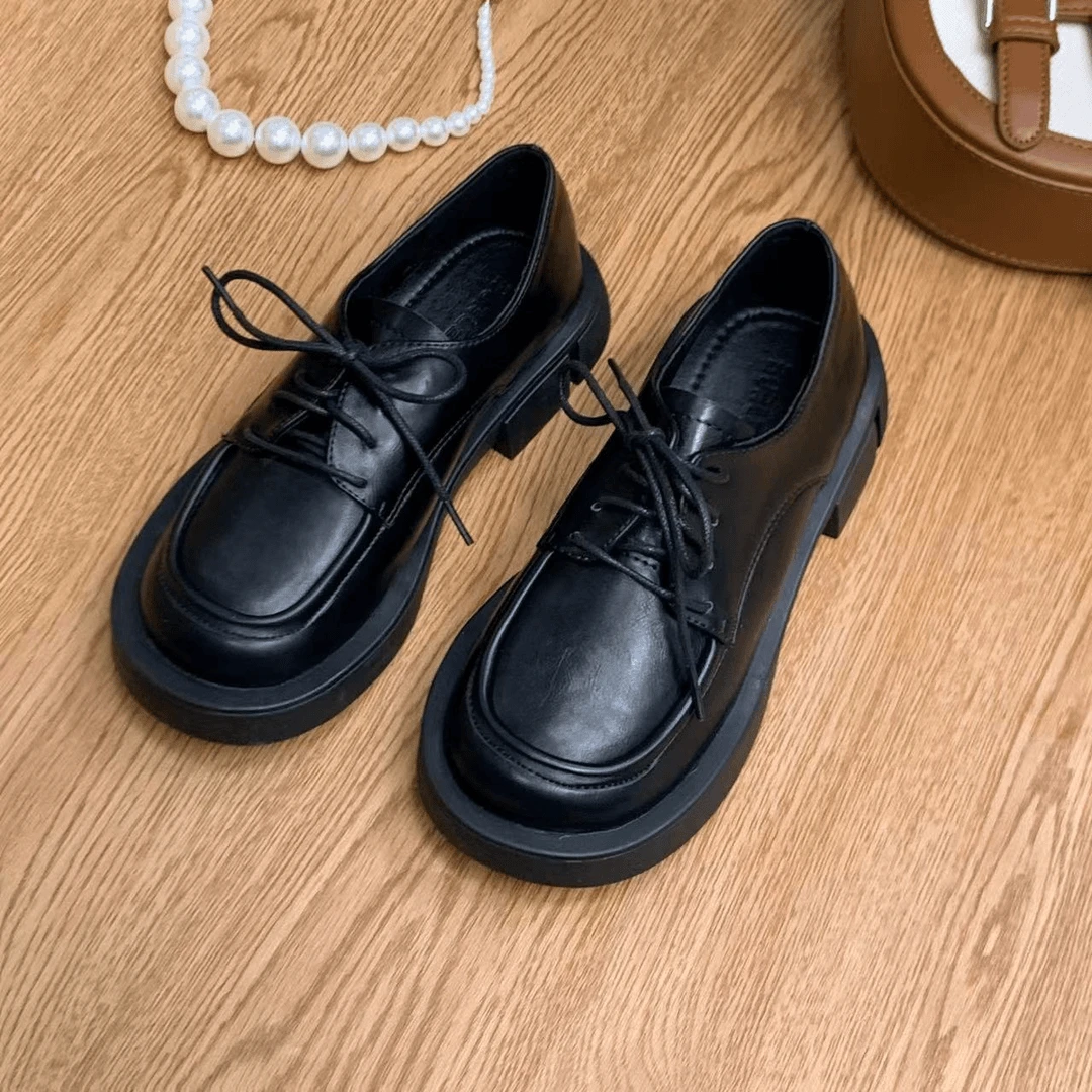 8075-2新款百搭小皮鞋厚底乐福鞋舒适时尚英伦风单鞋