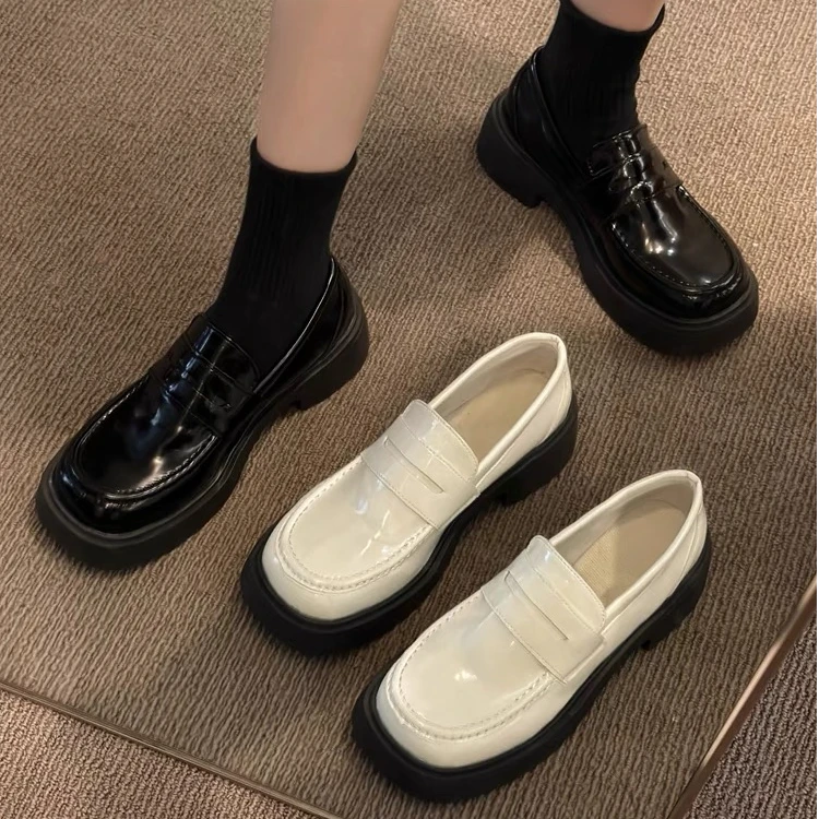 5015-1英伦学院风厚底小皮鞋女2024新款女鞋复古鞋乐福鞋